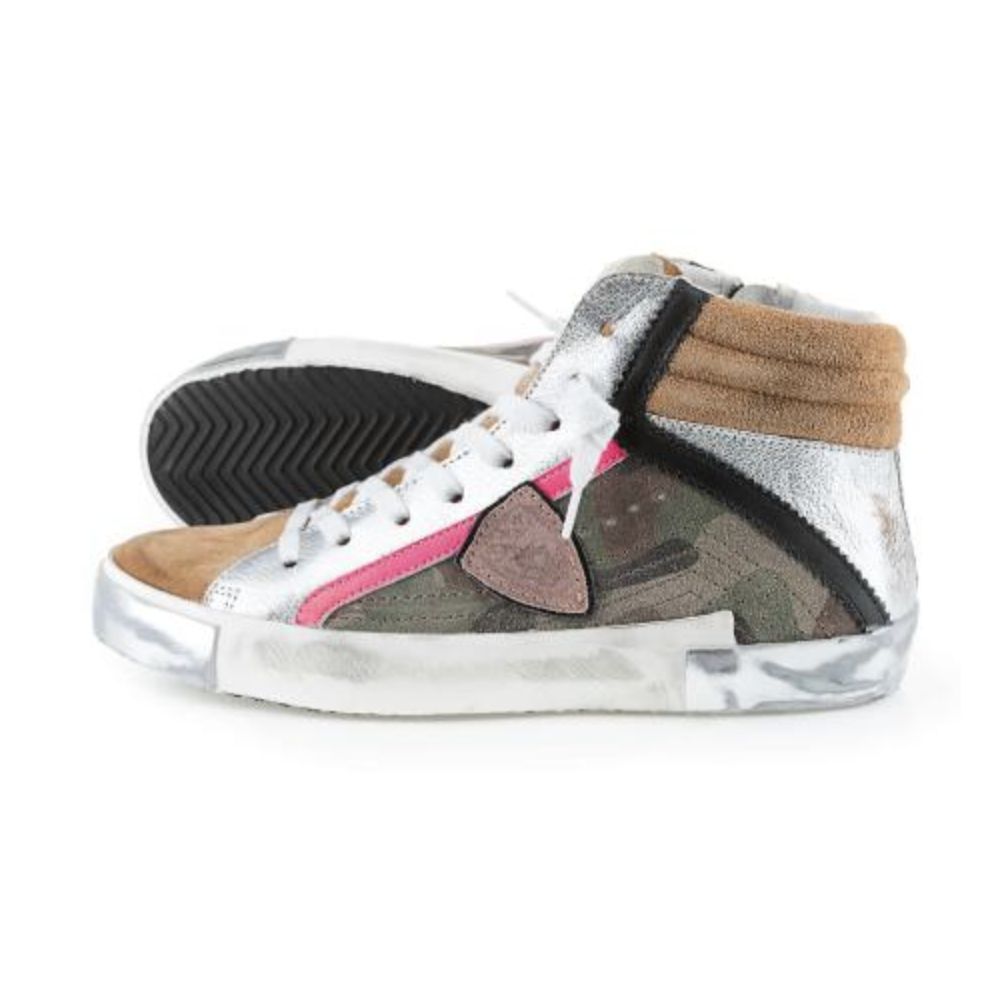 Philippe Model hærgrønne high-top sneakers med læderdetaljer