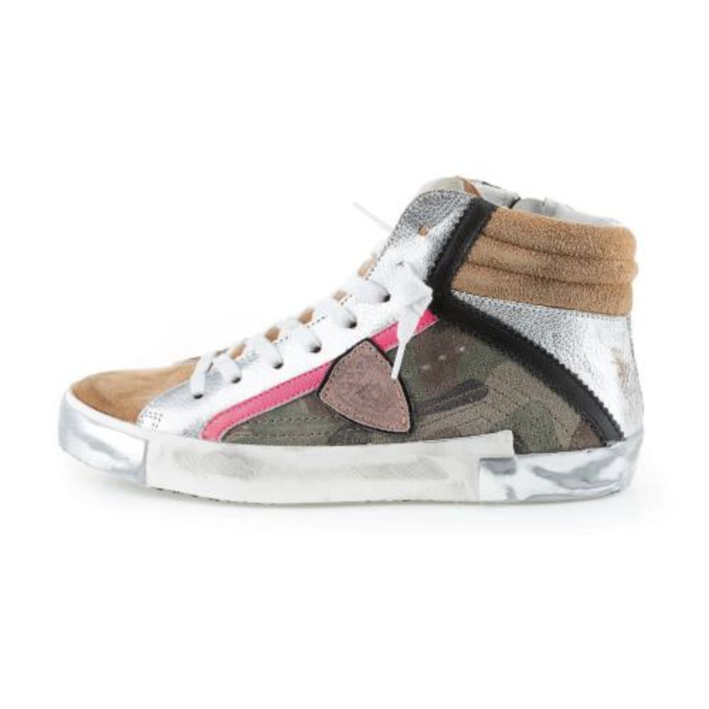 Philippe Model hærgrønne high-top sneakers med læderdetaljer