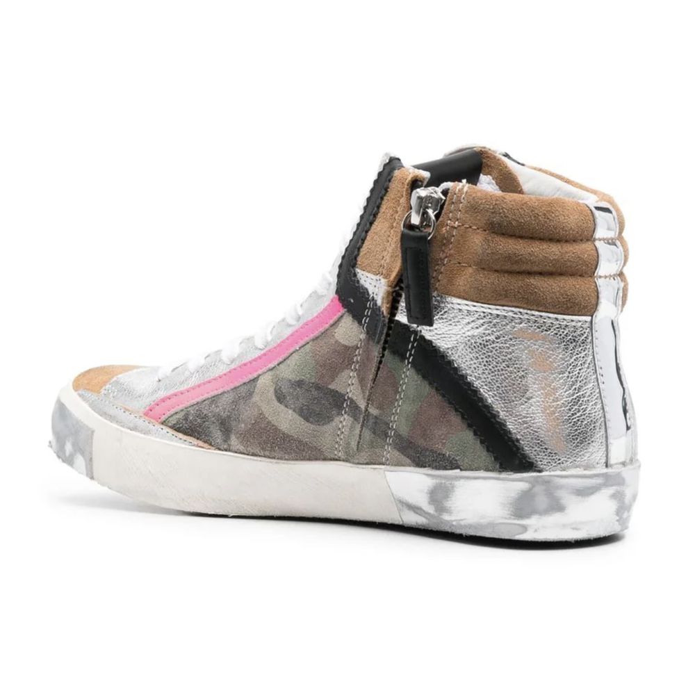 Philippe Model hærgrønne high-top sneakers med læderdetaljer