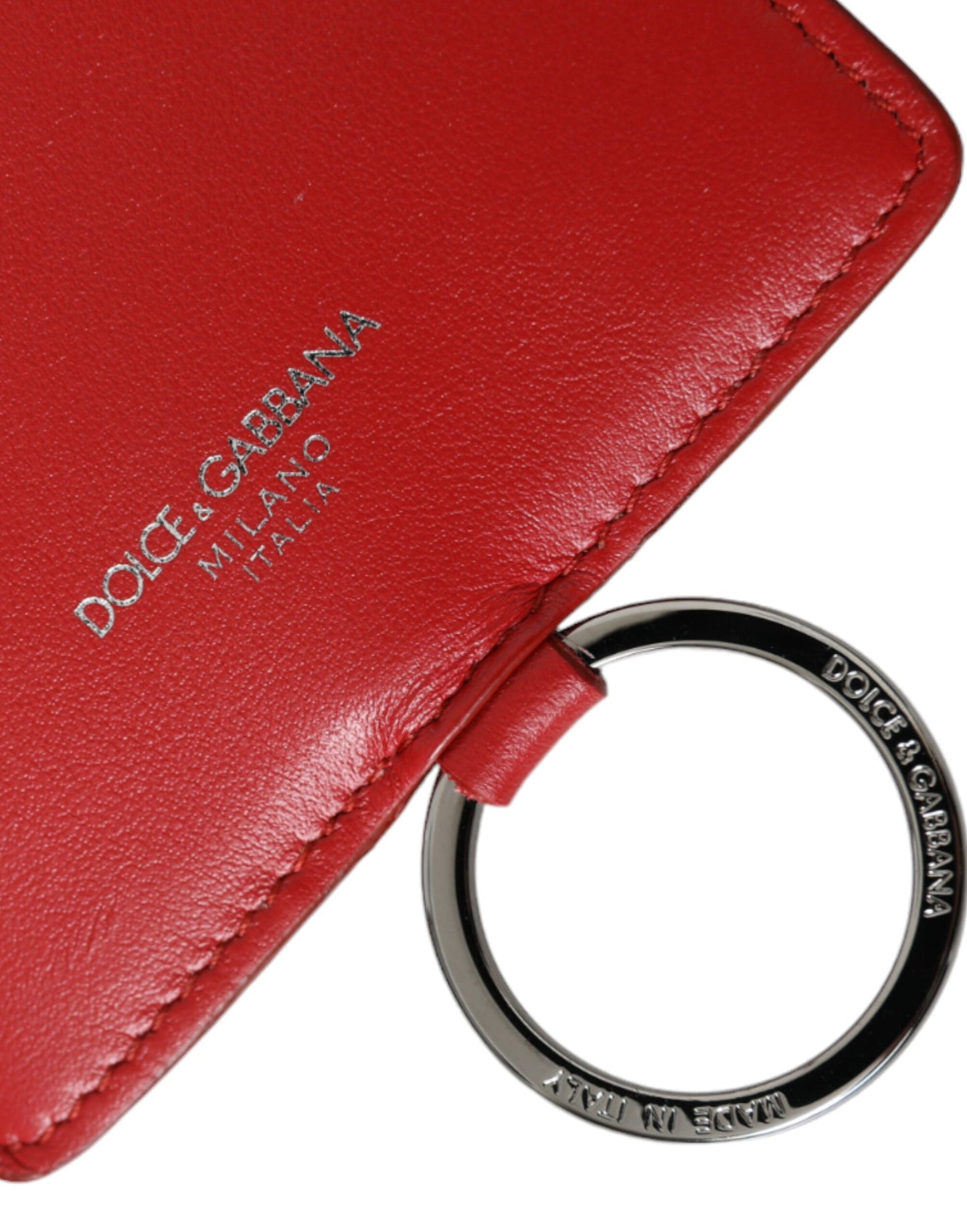 Dolce & Gabbana Rød Kalveskind Læderpung med Lanyard Logo Kortholder