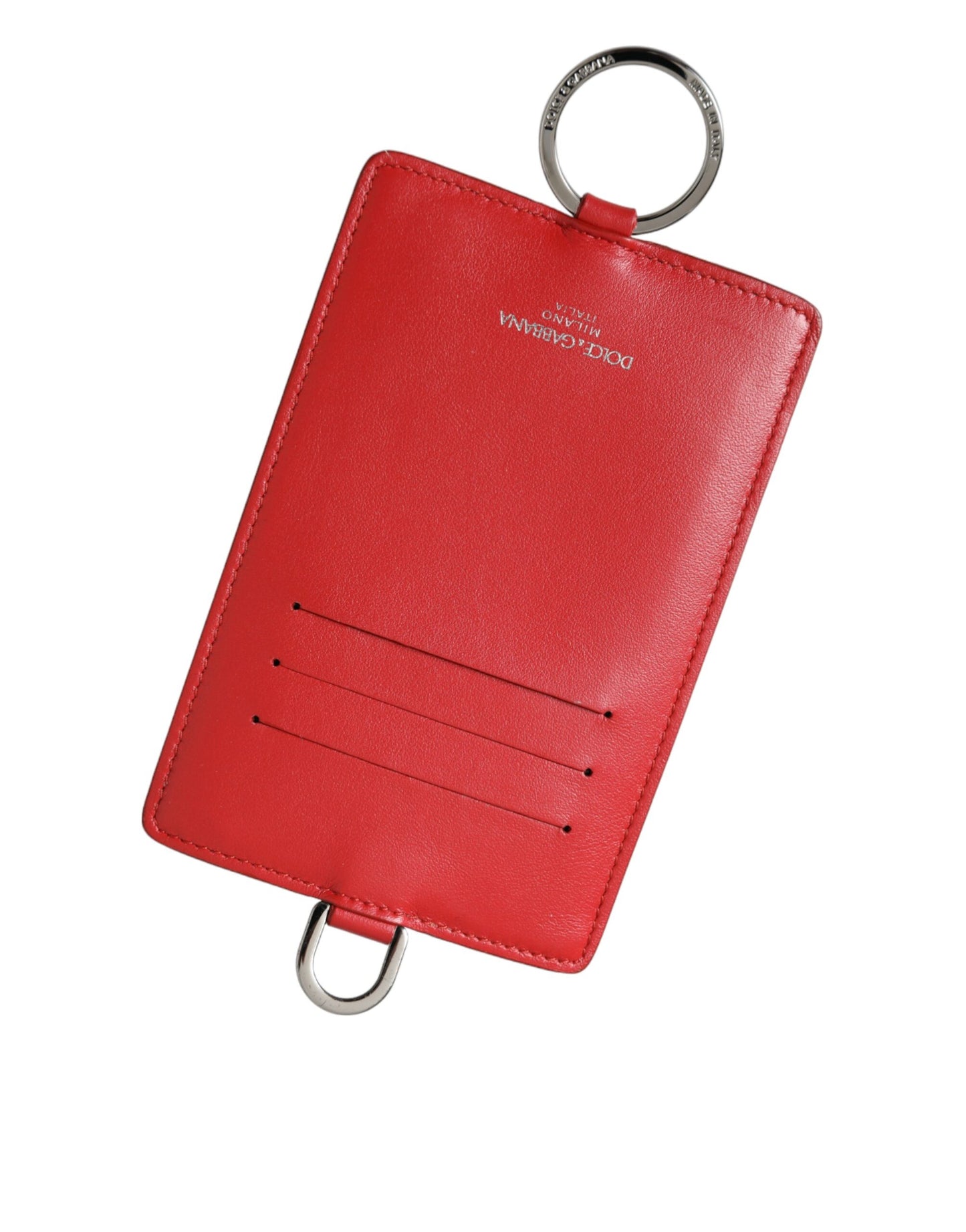 Dolce & Gabbana Rød Kalveskind Læderpung med Lanyard Logo Kortholder