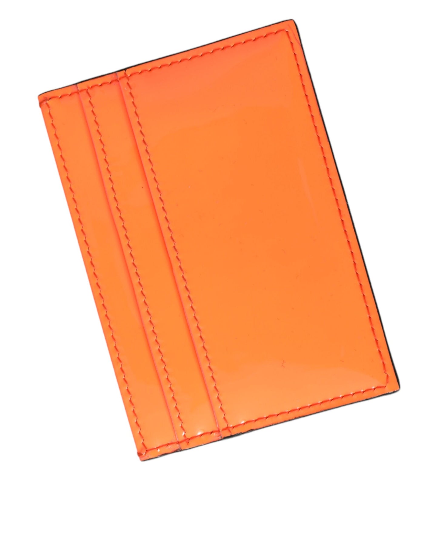 Dolce & Gabbana Orange Sort Læder Kortholder Pung med Logo Plaque