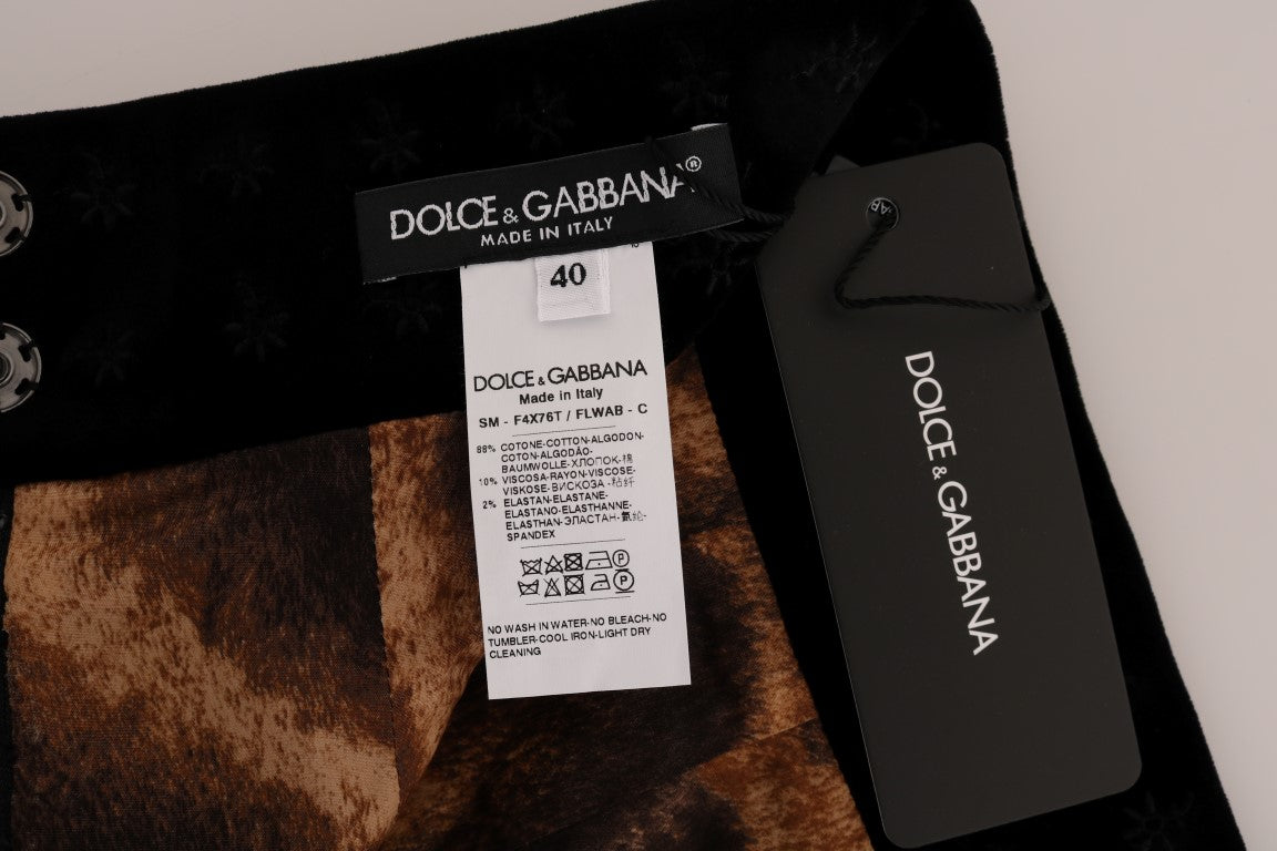 Dolce & Gabbana Baroque Broderet Fløjlsblyantnederdel