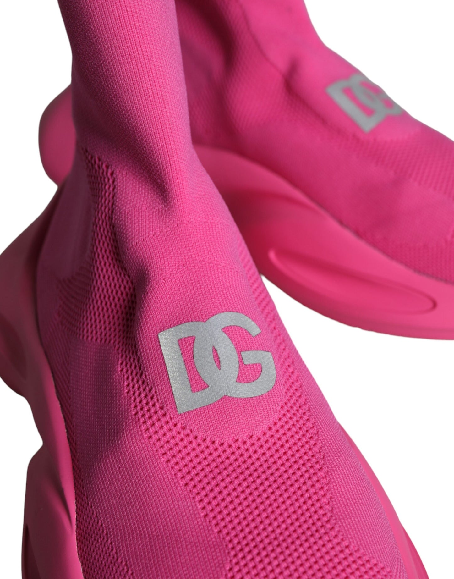 Dolce & Gabbana Pink Logo Print Slip On Sokker Sneakers Sko