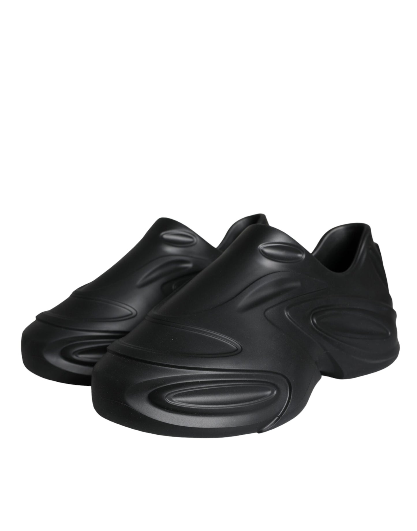 Dolce & Gabbana Sorte Folieret Gummi Legetøj Lave Sneakers Sko