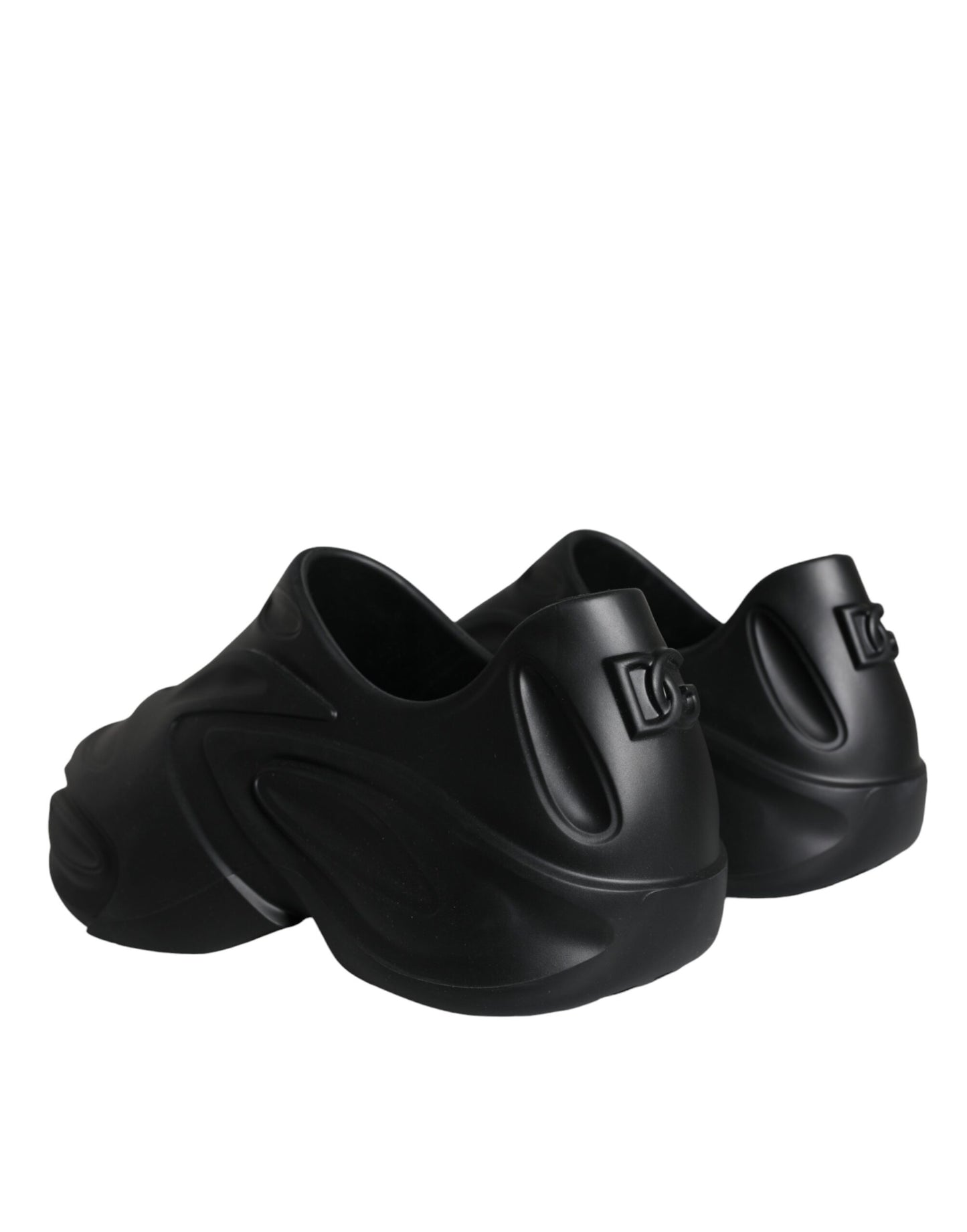 Dolce & Gabbana Sorte Folieret Gummi Legetøj Lave Sneakers Sko
