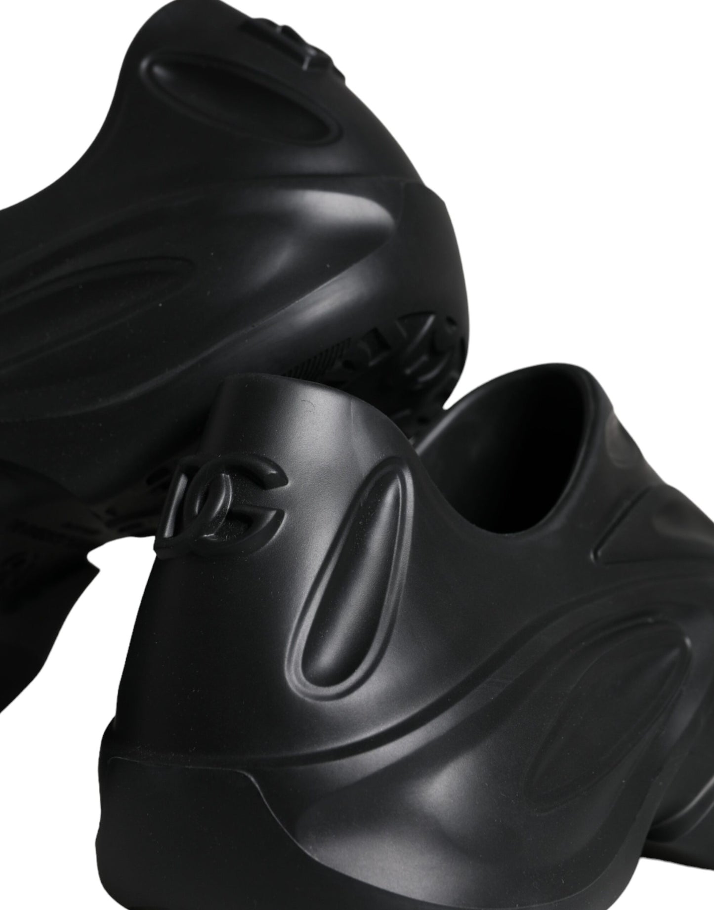 Dolce & Gabbana Sorte Folieret Gummi Legetøj Lave Sneakers Sko