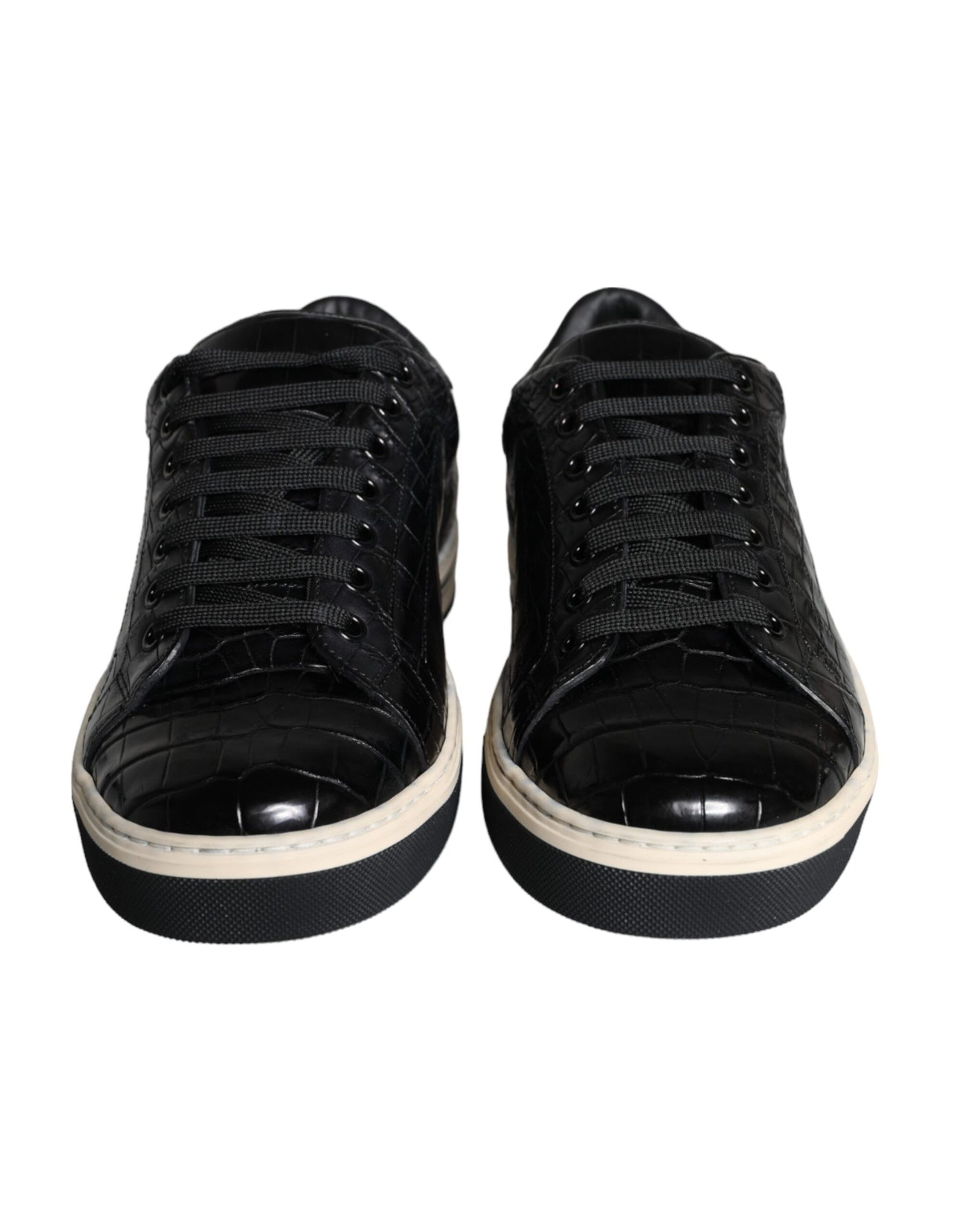 Dolce & Gabbana Sorte Læder Herre Low Top Sneakers Sko