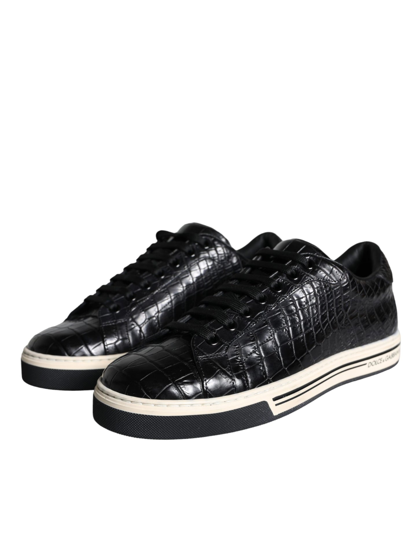 Dolce & Gabbana Sorte Læder Herre Low Top Sneakers Sko