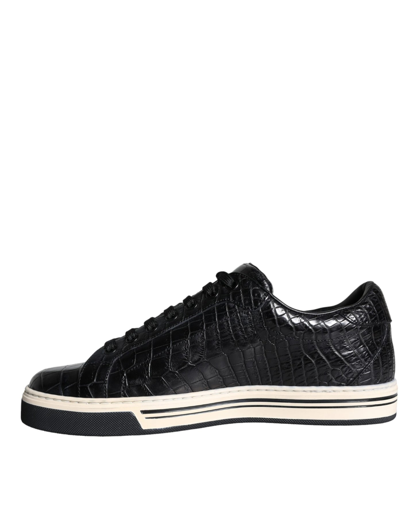 Dolce & Gabbana Sorte Læder Herre Low Top Sneakers Sko