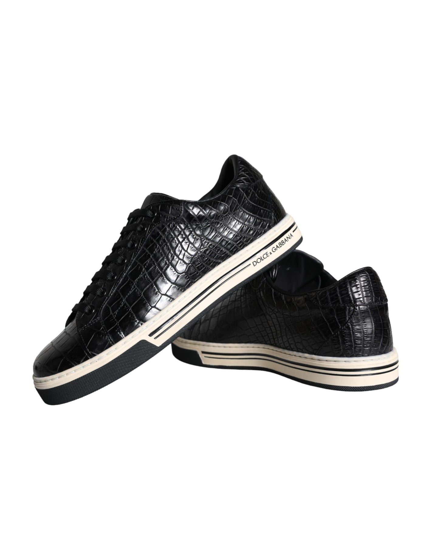 Dolce & Gabbana Sorte Læder Herre Low Top Sneakers Sko