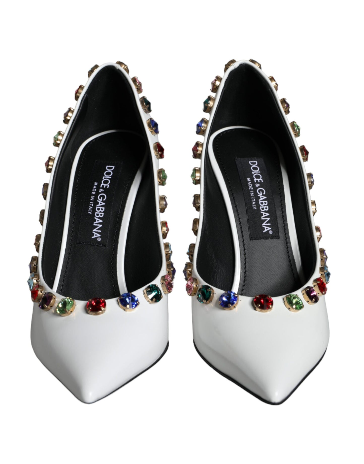 Dolce & Gabbana Hvide Krystallæder Pumps Sko med Høje Hæle