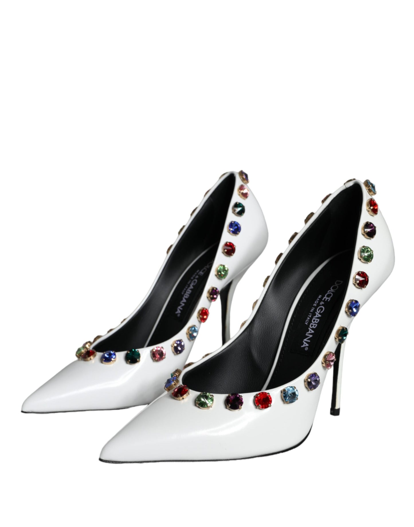 Dolce & Gabbana Hvide Krystallæder Pumps Sko med Høje Hæle