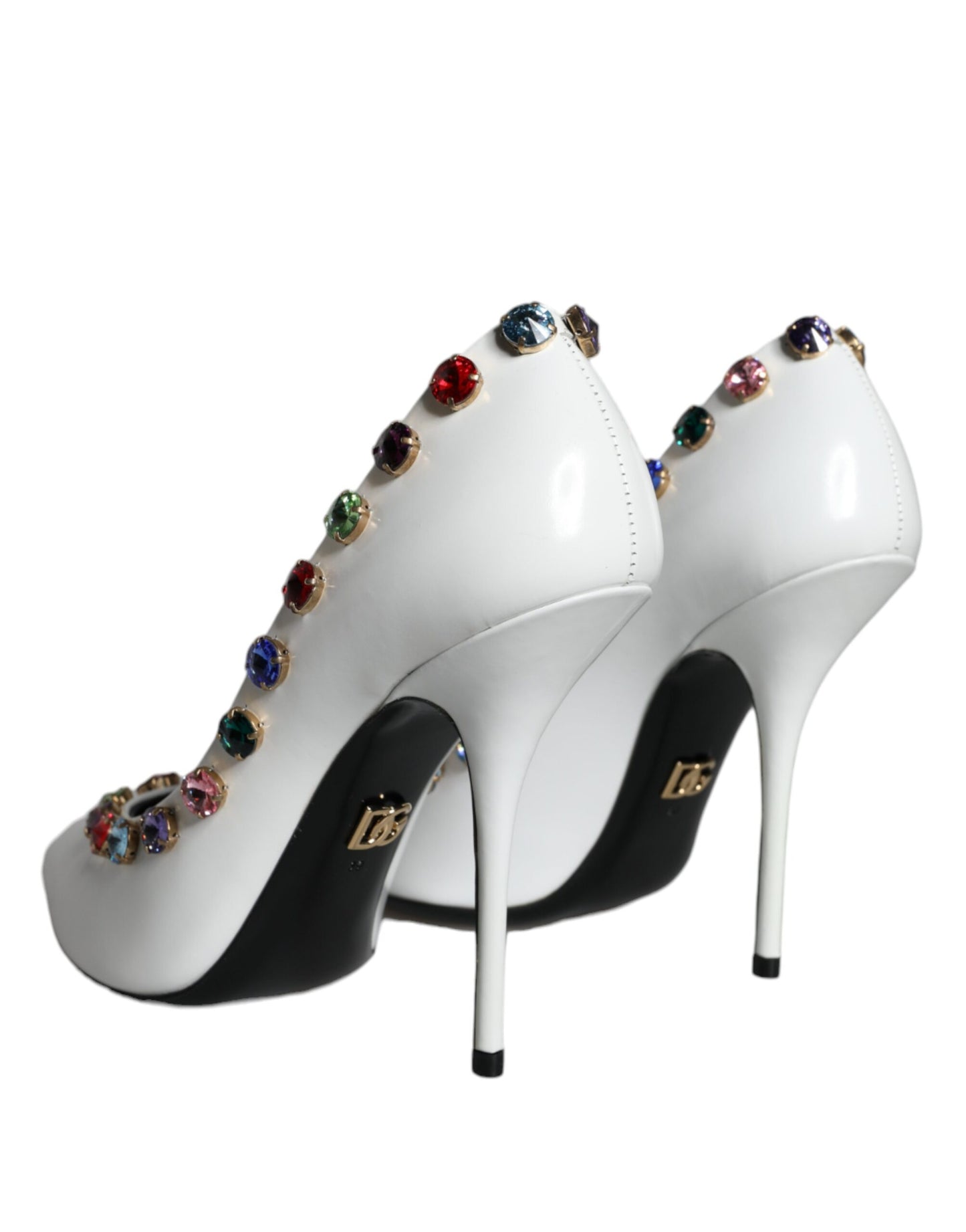 Dolce & Gabbana Hvide Krystallæder Pumps Sko med Høje Hæle