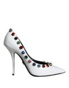 Dolce & Gabbana Hvide Krystallæder Pumps Sko med Høje Hæle
