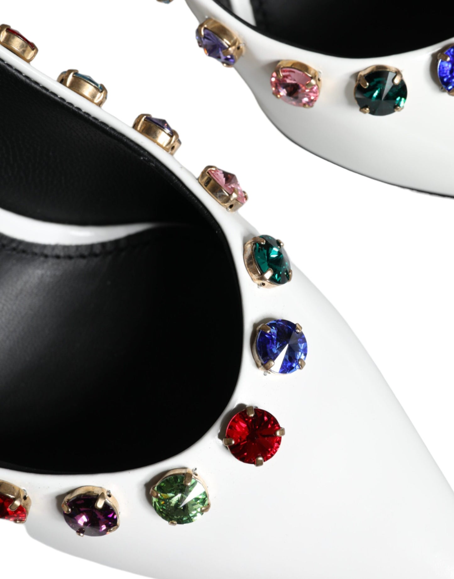 Dolce & Gabbana Hvide Krystallæder Pumps Sko med Høje Hæle