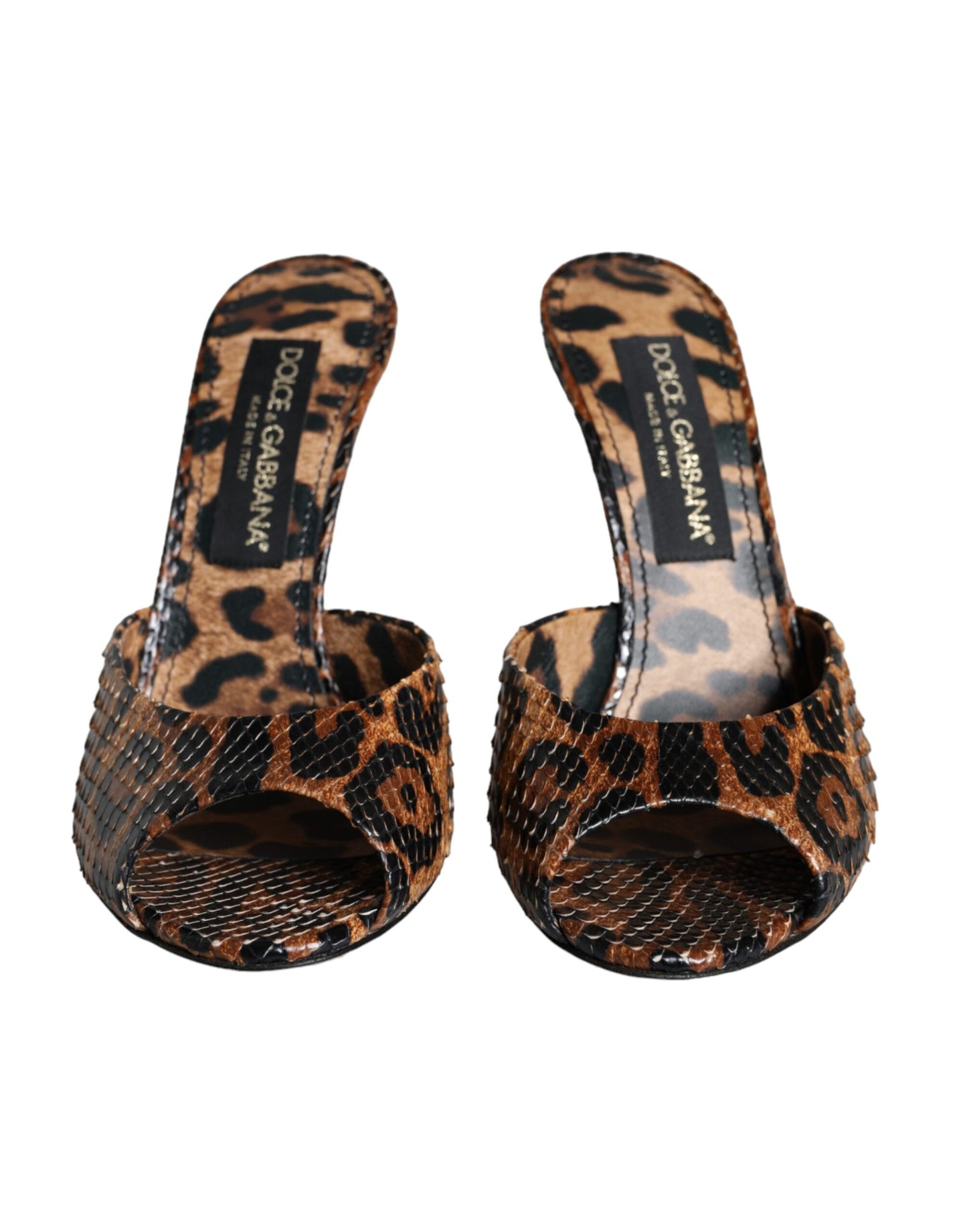 Dolce & Gabbana Brune Leopard Læder Sandaler Med Hæle