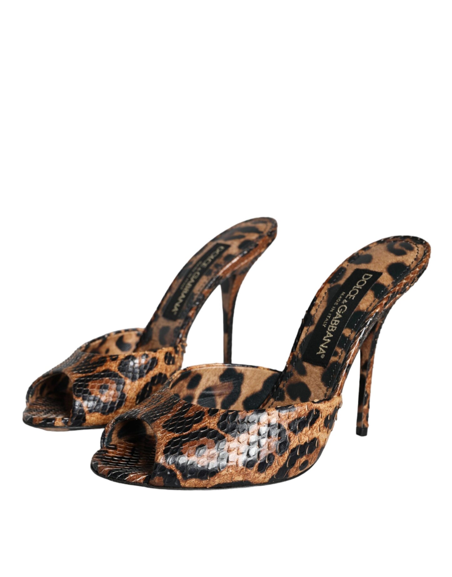 Dolce & Gabbana Brune Leopard Læder Sandaler Med Hæle