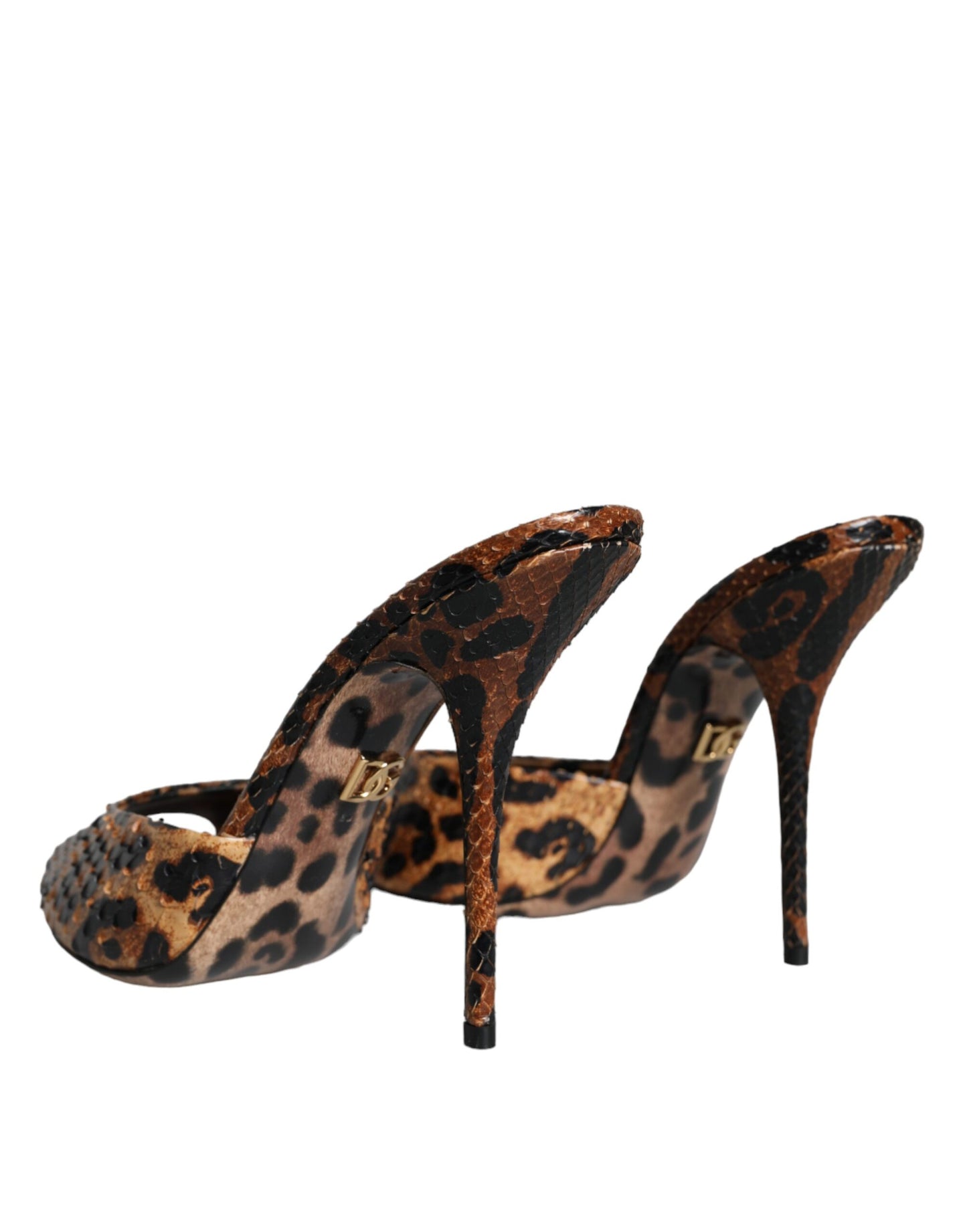 Dolce & Gabbana Brune Leopard Læder Sandaler Med Hæle