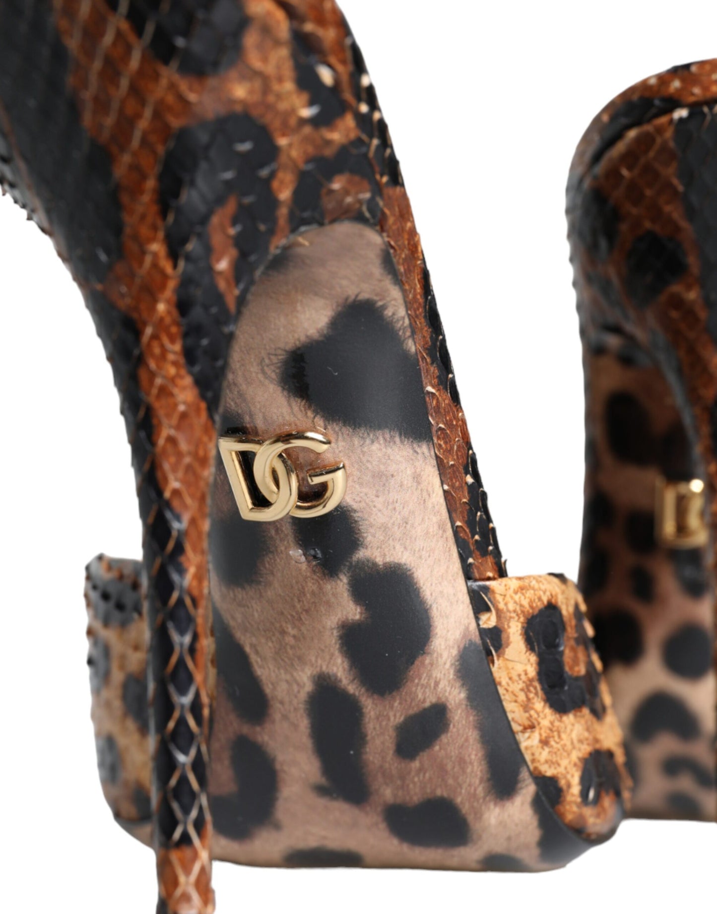 Dolce & Gabbana Brune Leopard Læder Sandaler Med Hæle