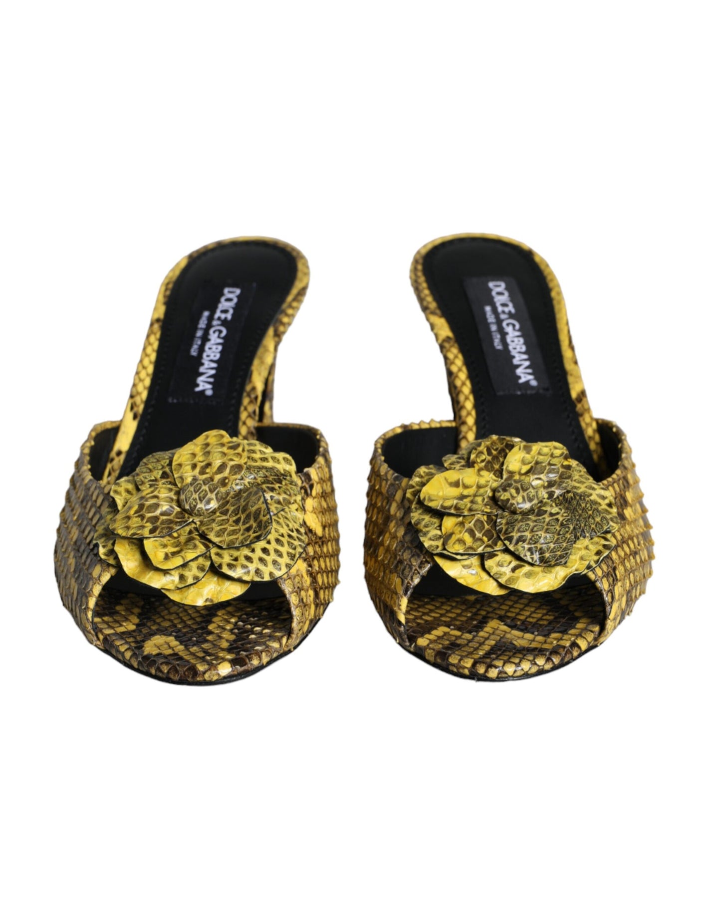 Dolce & Gabbana Gule Læder Slides Med Blokhæl