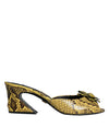 Dolce & Gabbana Gule Læder Slides Med Blokhæl
