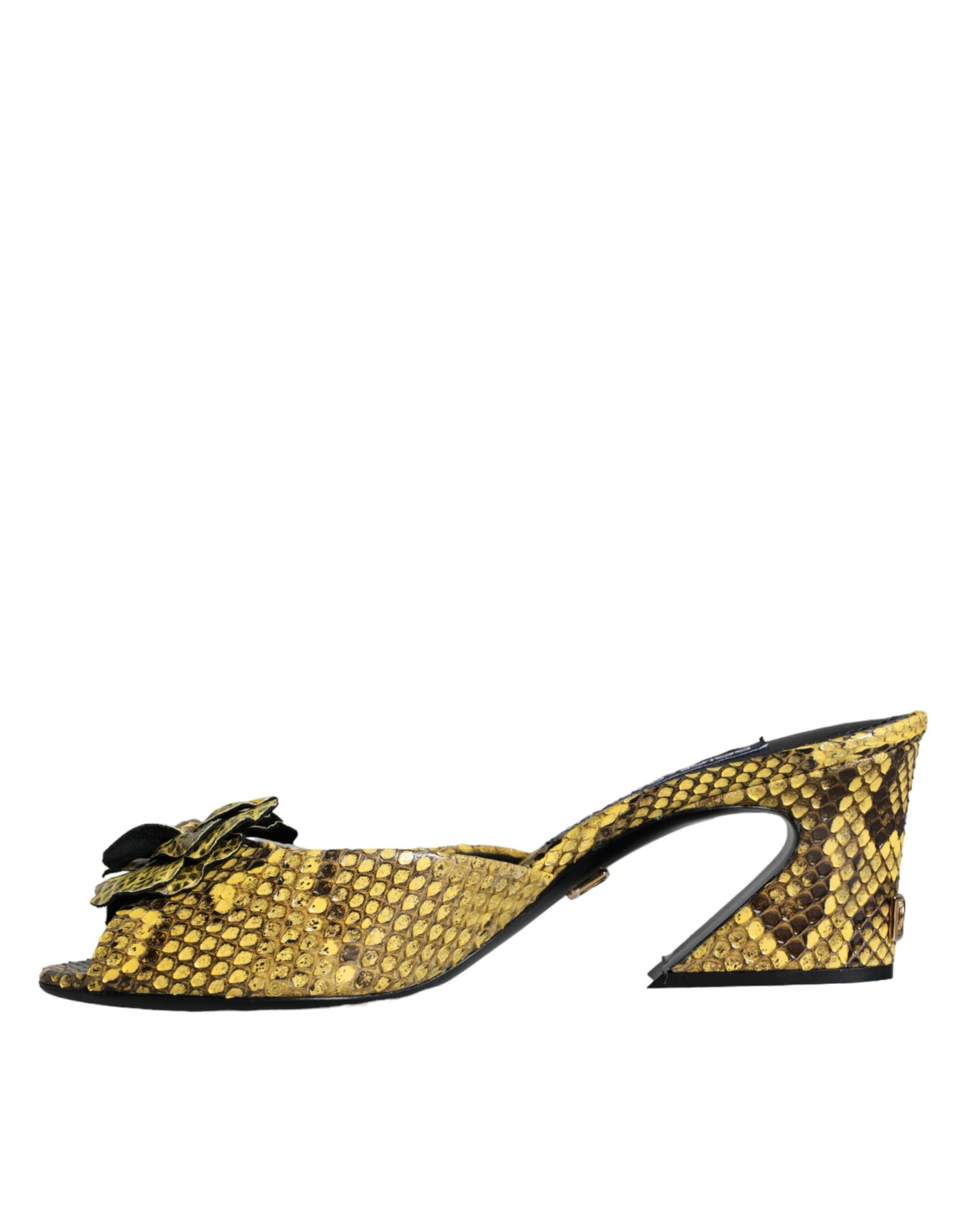 Dolce & Gabbana Gule Læder Slides Med Blokhæl
