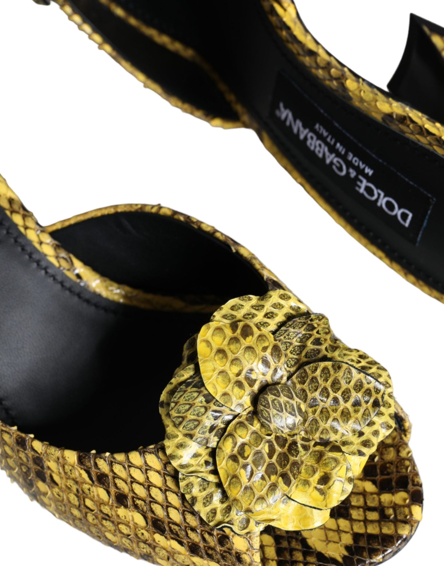 Dolce & Gabbana Gule Læder Slides Med Blokhæl