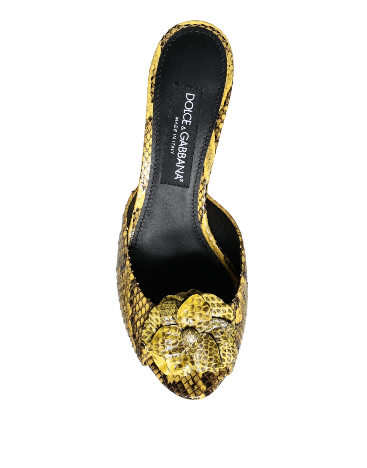 Dolce & Gabbana Gule Læder Slides Med Blokhæl