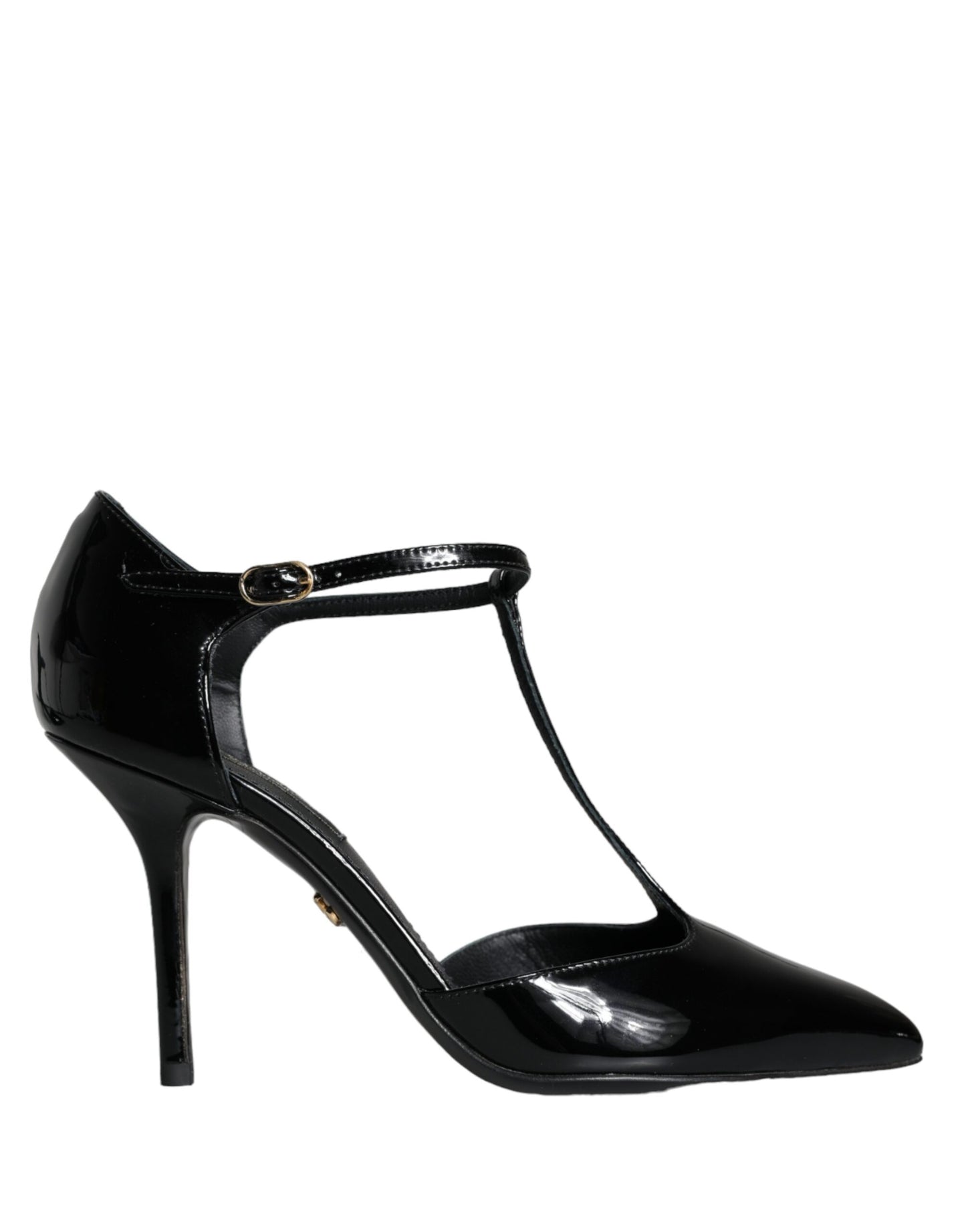 Dolce & Gabbana Sorte Lædersko med T-rem og Stiletto-Hæle