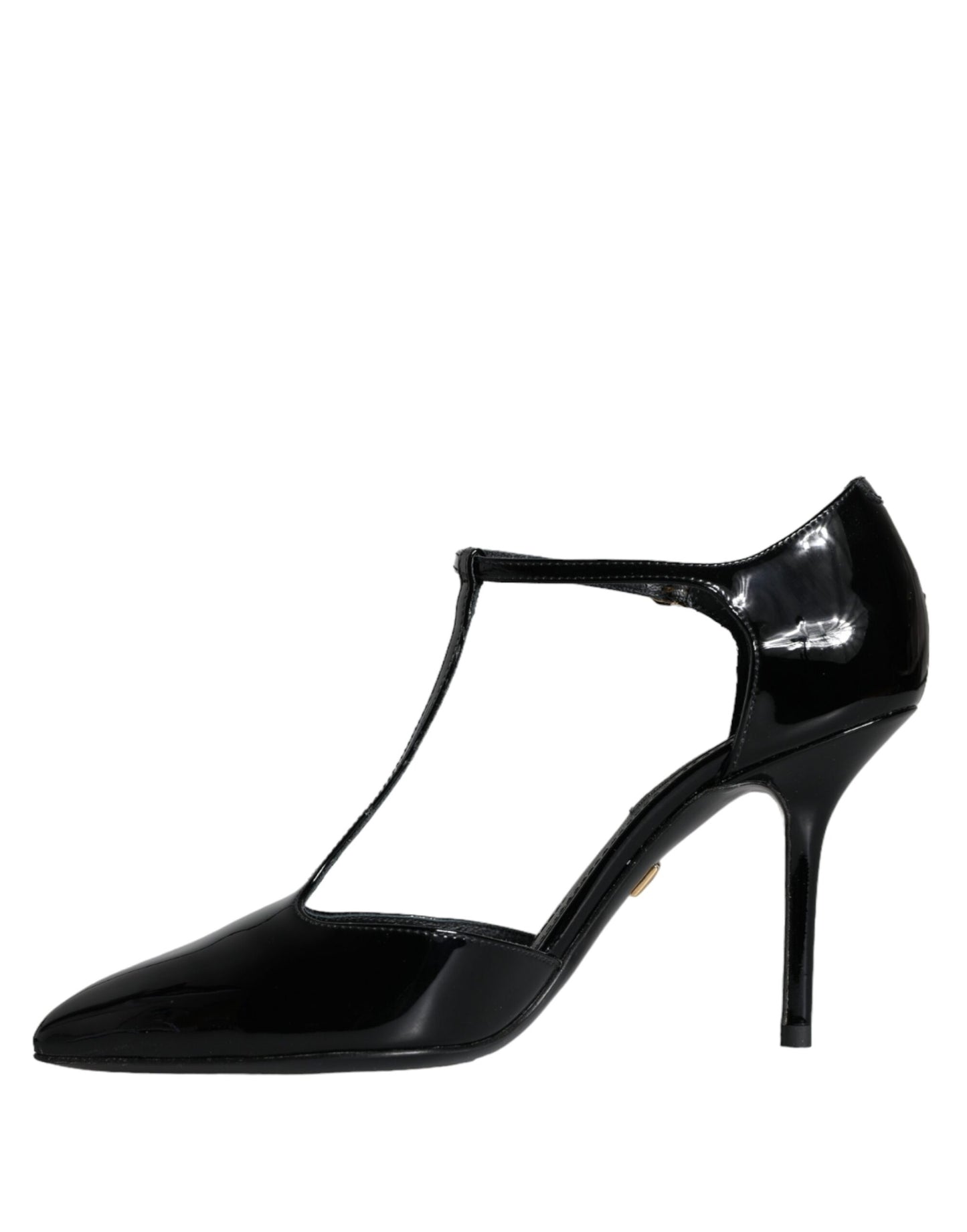 Dolce & Gabbana Sorte Lædersko med T-rem og Stiletto-Hæle