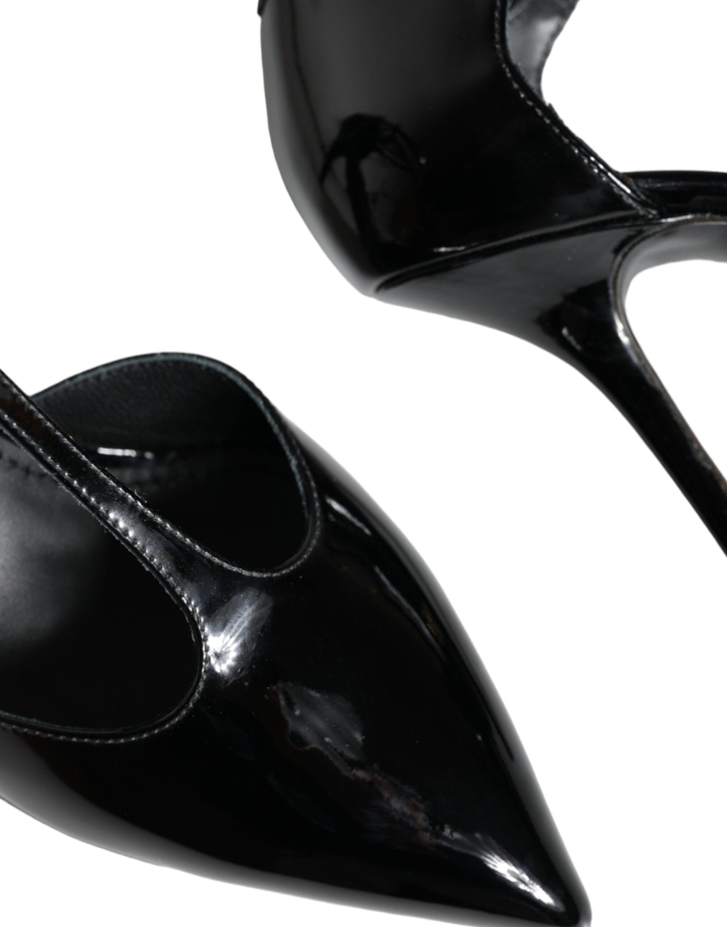 Dolce & Gabbana Sorte Lædersko med T-rem og Stiletto-Hæle