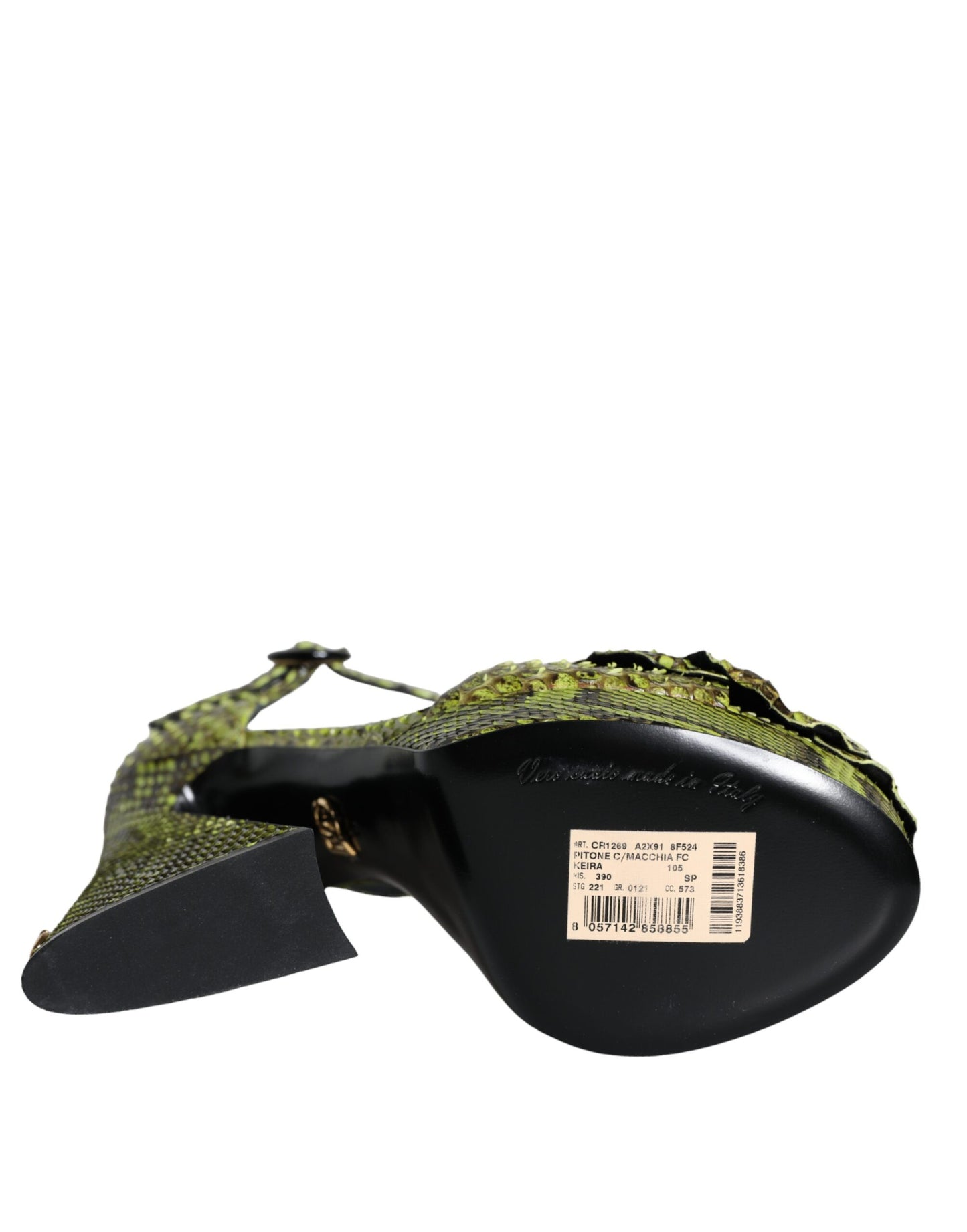 Dolce & Gabbana Grønne Eksotisk Læder Sandaler med Ankelrem og Høje Hæle