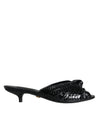 Dolce & Gabbana Sorte Læderhæle Slides Sandaler Sko