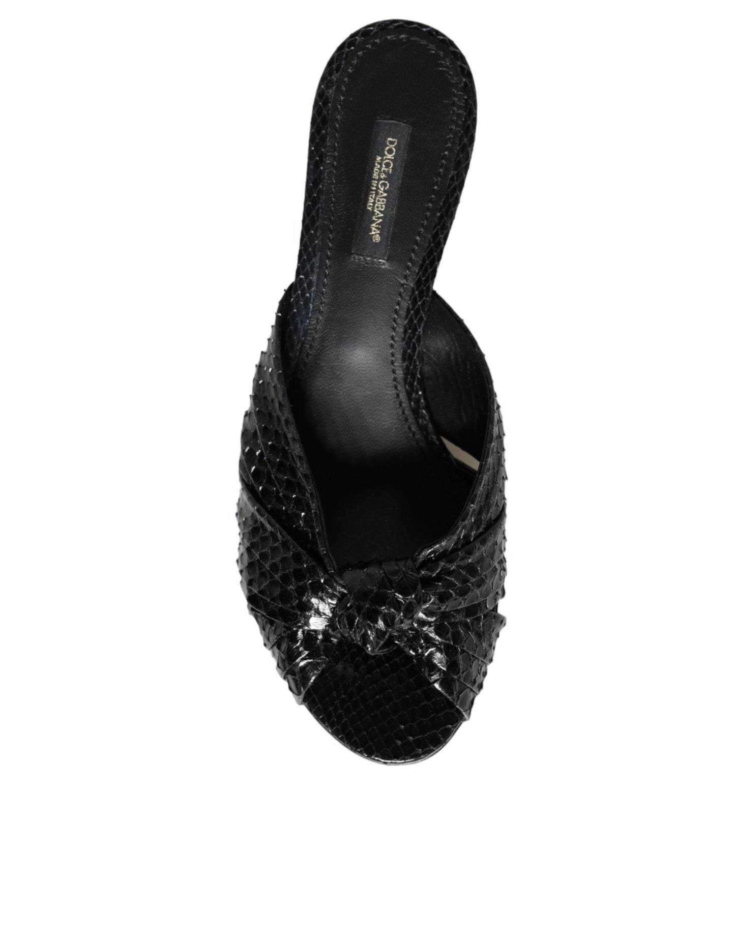 Dolce & Gabbana Sorte Læderhæle Slides Sandaler Sko