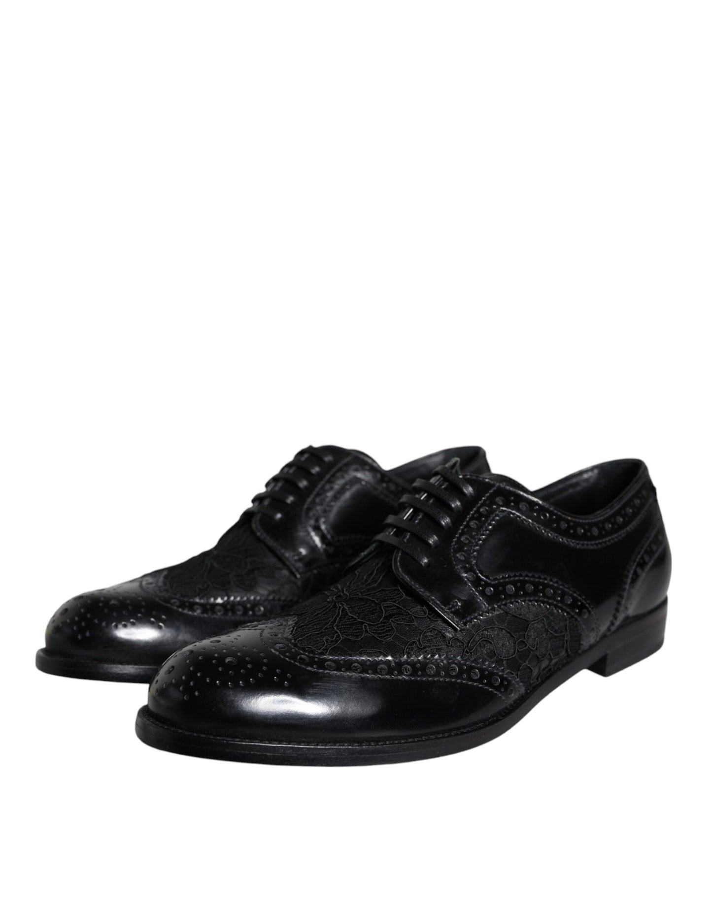 Dolce & Gabbana Sorte Læder Blomster Blonde Formelle Sko