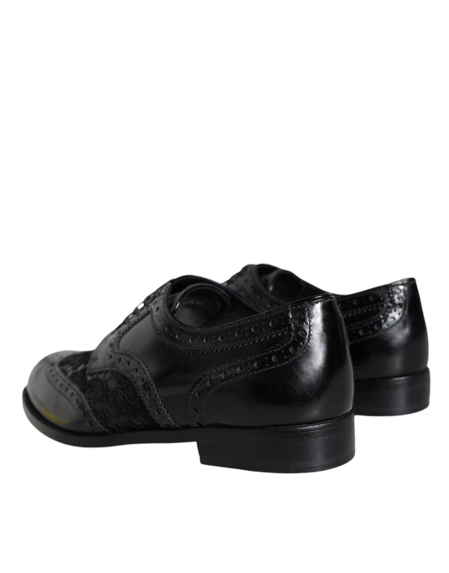 Dolce & Gabbana Sorte Læder Blomster Blonde Formelle Sko