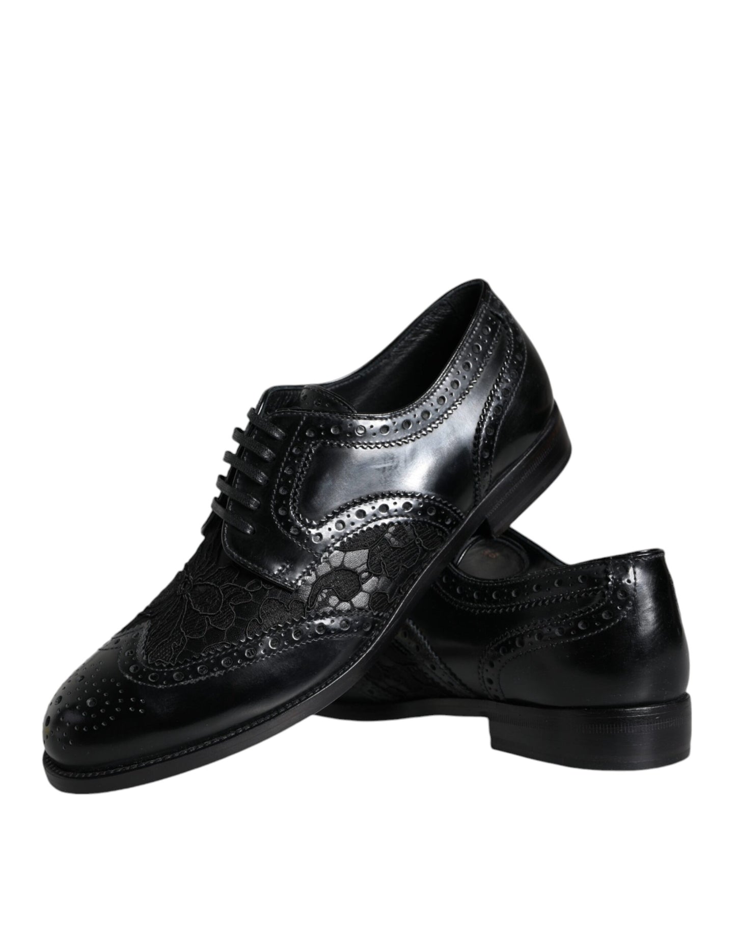 Dolce & Gabbana Sorte Læder Blomster Blonde Formelle Sko