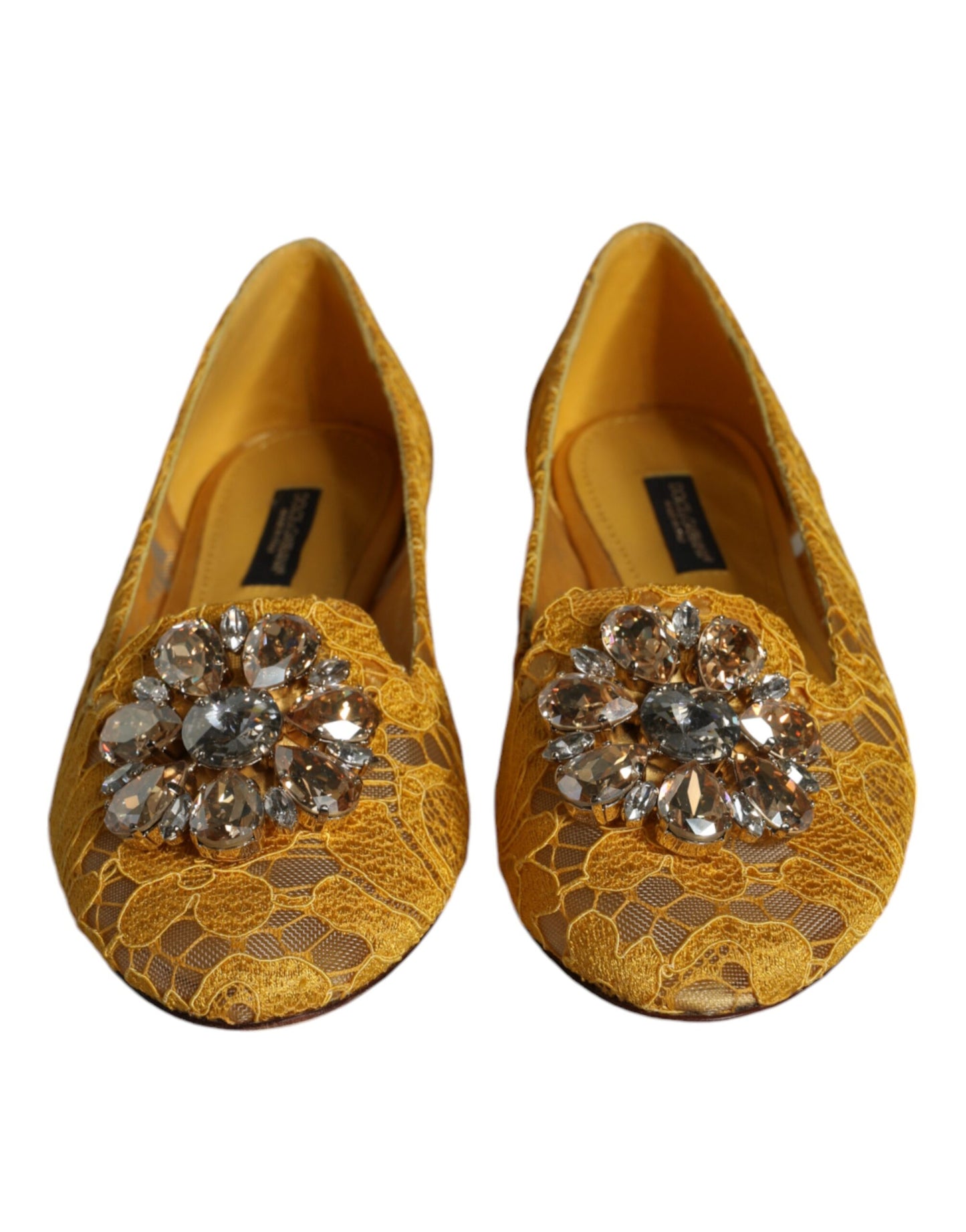 Dolce & Gabbana Sennep Blonde Krystal Ballerinaer Loafersko