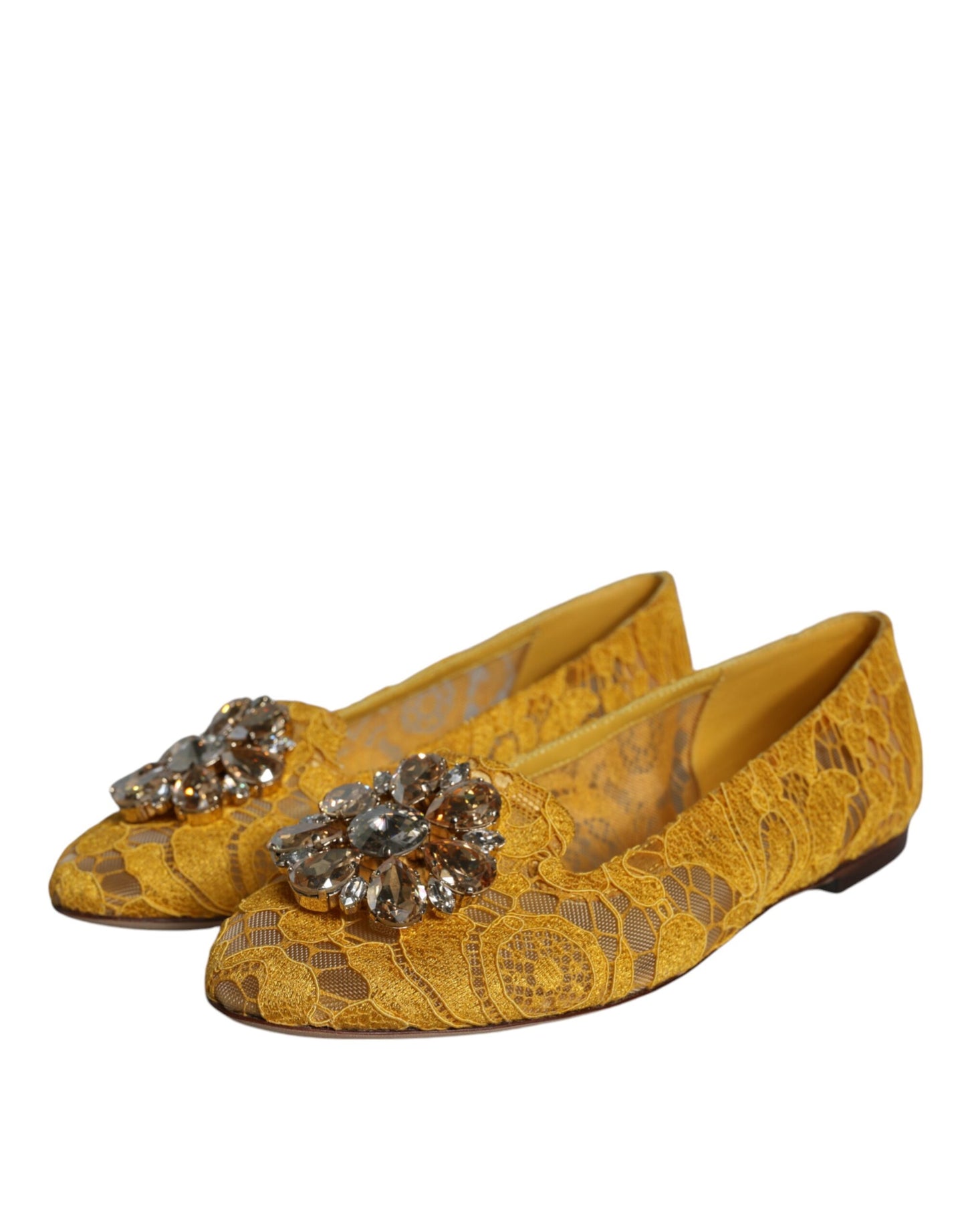 Dolce & Gabbana Sennep Blonde Krystal Ballerinaer Loafersko