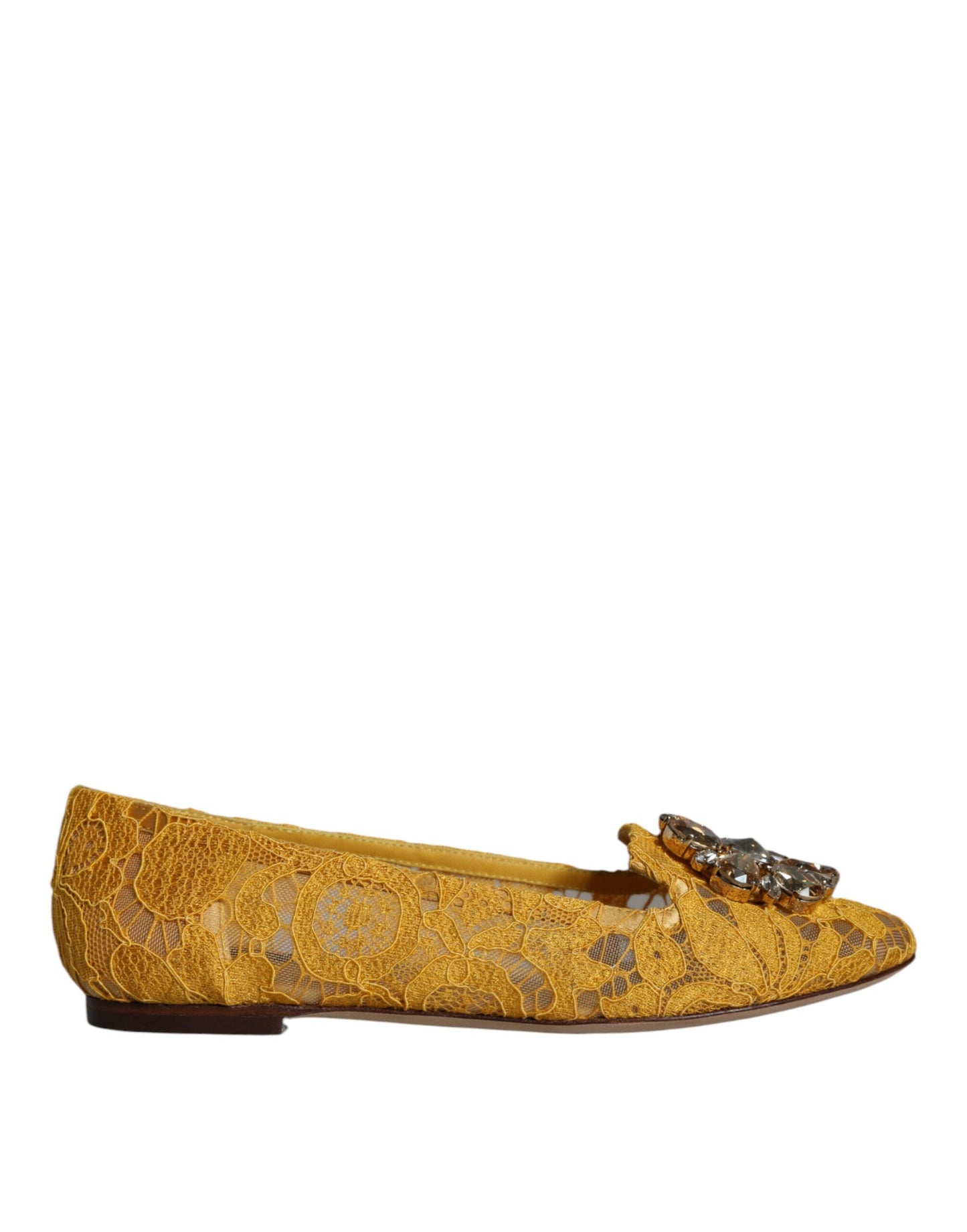 Dolce & Gabbana Sennep Blonde Krystal Ballerinaer Loafersko