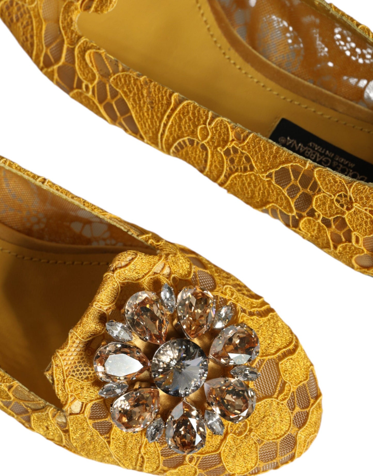 Dolce & Gabbana Sennep Blonde Krystal Ballerinaer Loafersko