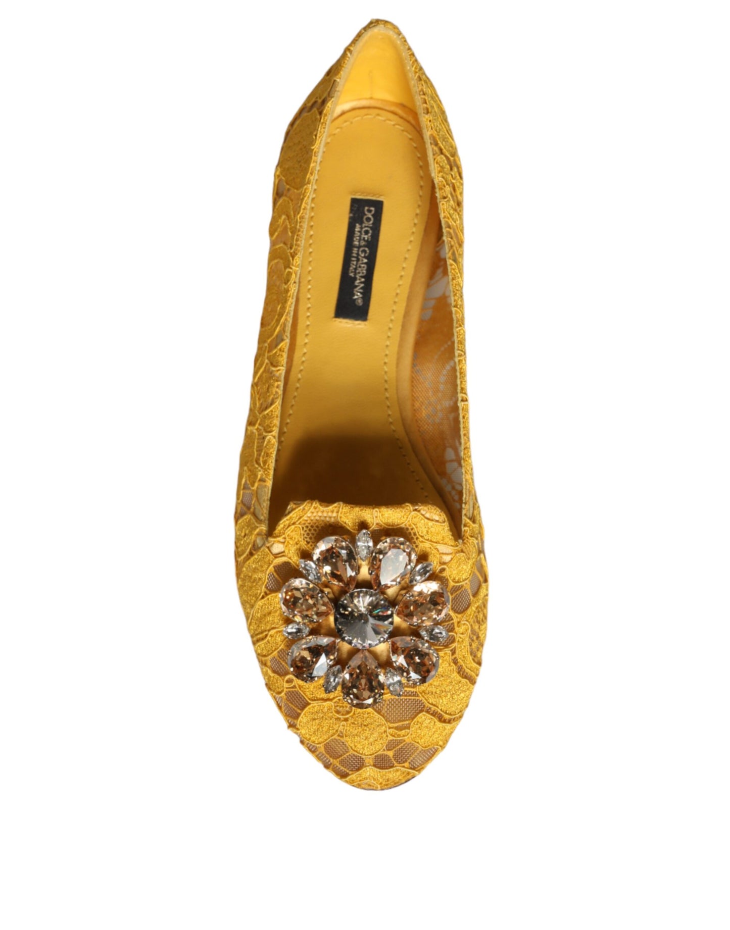 Dolce & Gabbana Sennep Blonde Krystal Ballerinaer Loafersko
