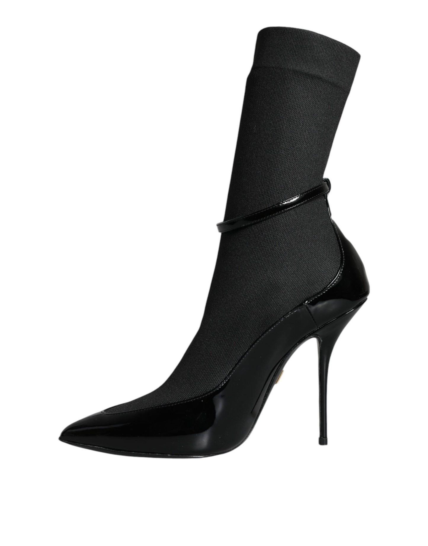 Dolce & Gabbana Sorte Læder Stilettos Støvletter Sokker Sko