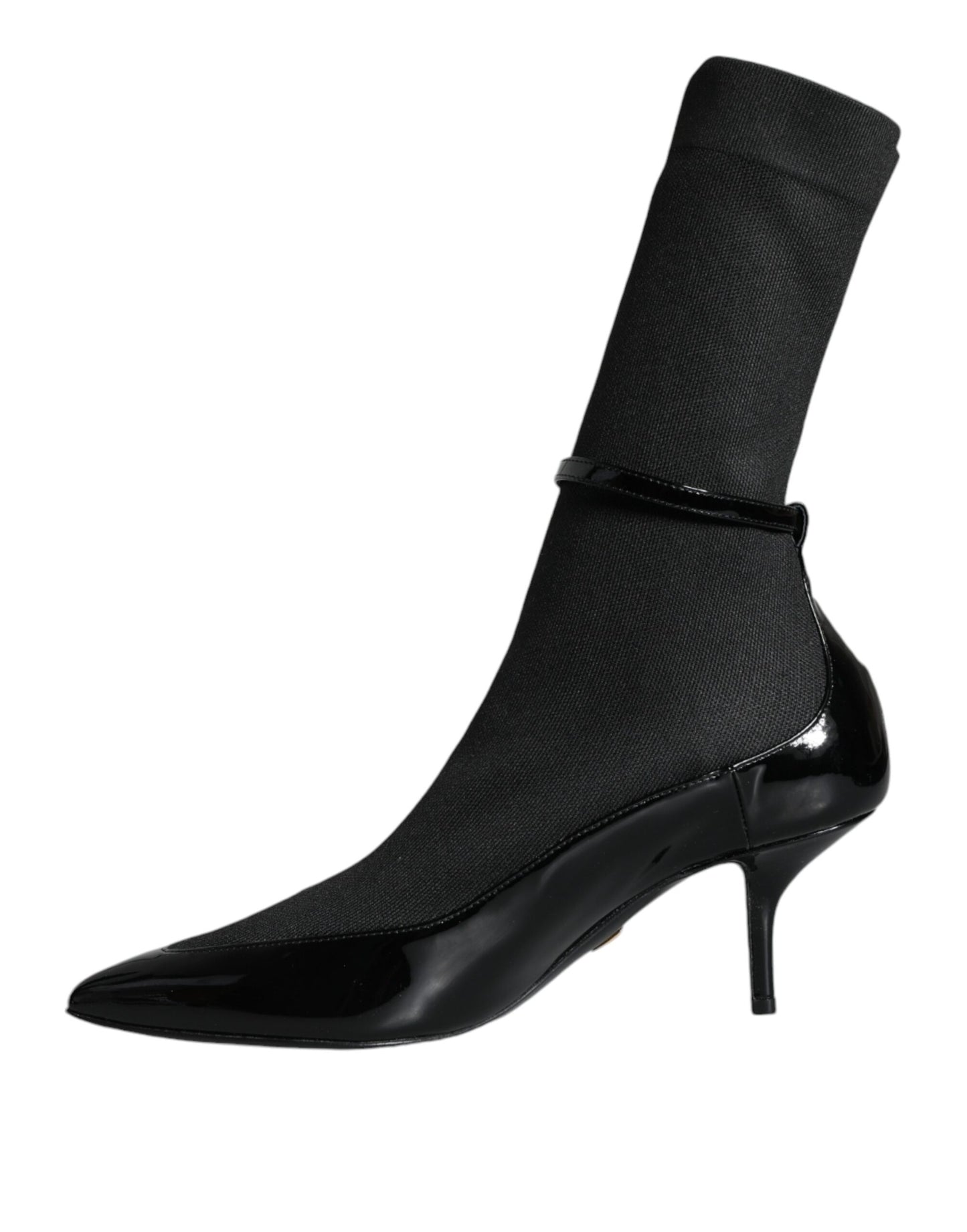 Dolce & Gabbana Sorte Læder Stilettos Støvletter Sokker Sko