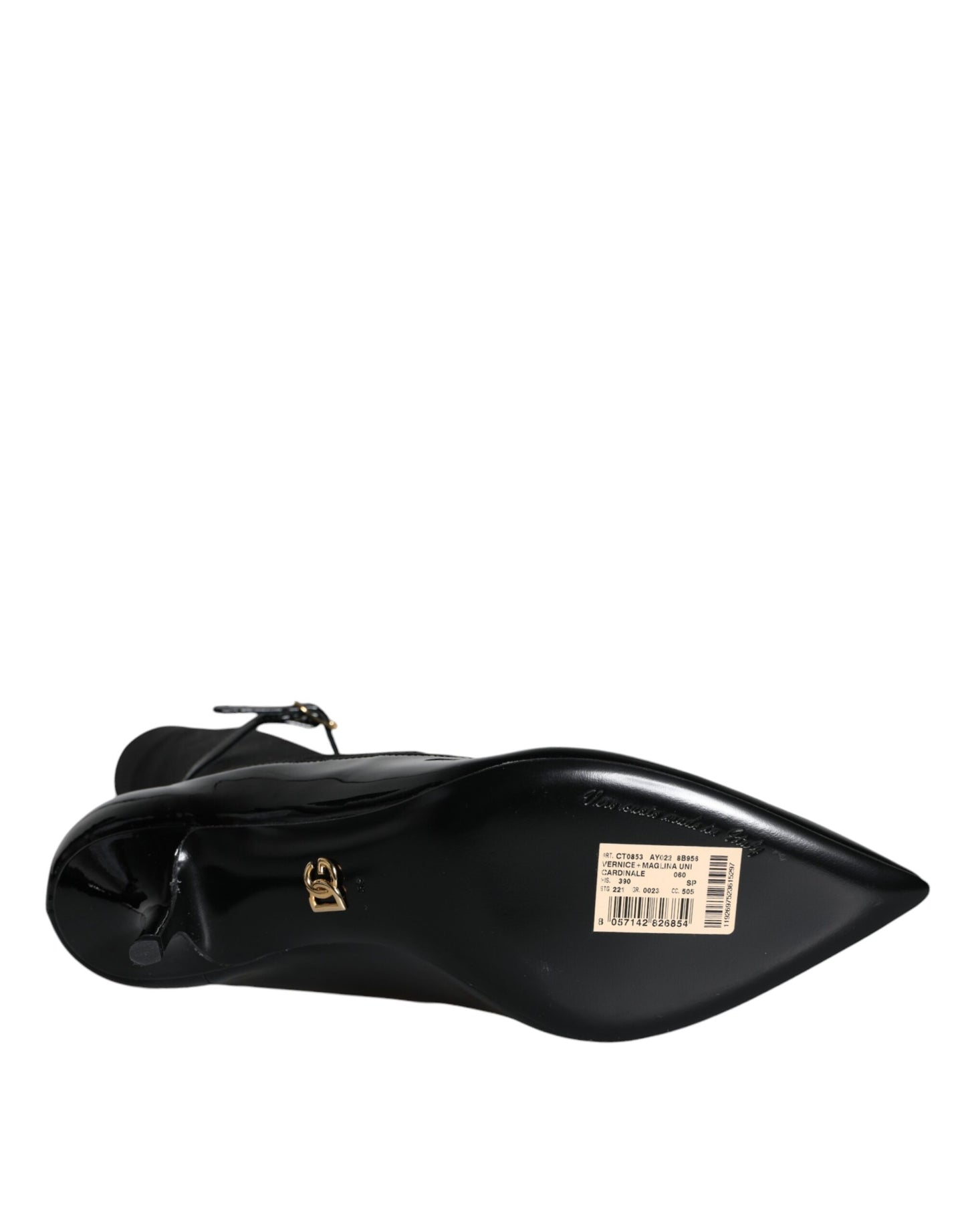 Dolce & Gabbana Sorte Læder Stilettos Støvletter Sokker Sko