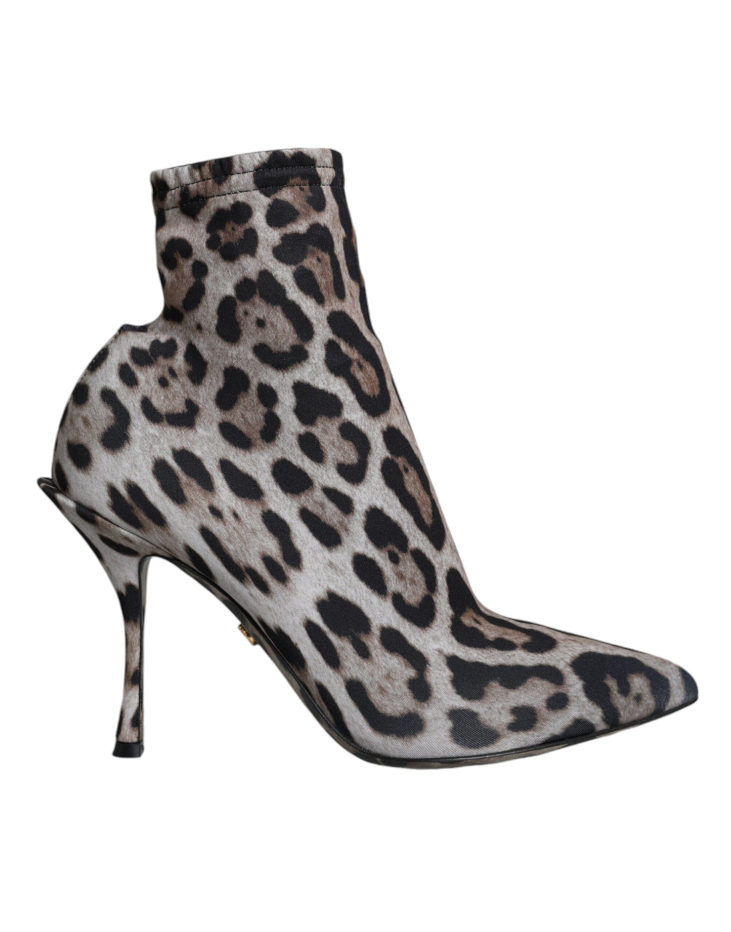 Dolce & Gabbana Grå Leopard Stretch Ankelstøvler Med Hæle