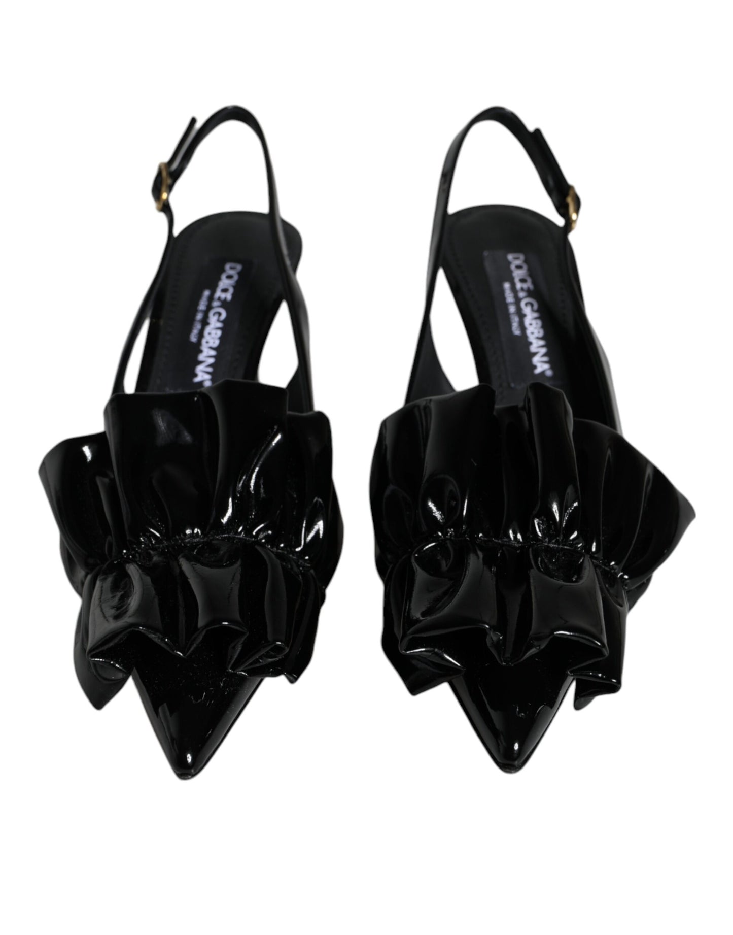 Dolce & Gabbana Sorte Laklæder Slingback Sko med Hæle