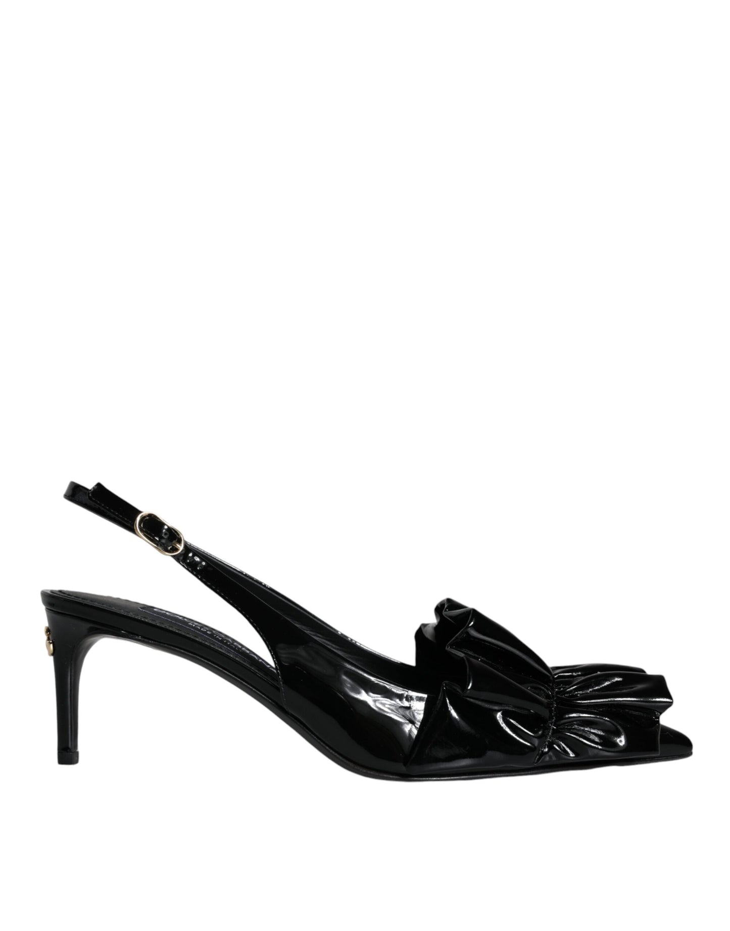 Dolce & Gabbana Sorte Laklæder Slingback Sko med Hæle