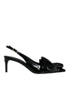 Dolce & Gabbana Sorte Laklæder Slingback Sko med Hæle